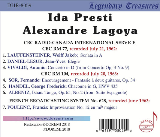 IDA PRESTI & ALEXANDRE LAGOYA - Live in Canada, 1962 & 1963