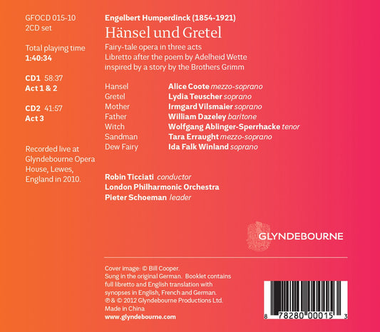 HUMPERDINCK: Hansel und Gretel - Alice Coote, Lydia Teushcer, Irmgard Vilsmaier, Wolfgang Ablinger-Sperrhacke, Robin Ticciati  London Philharmonic Orchestra (2 CDS)
