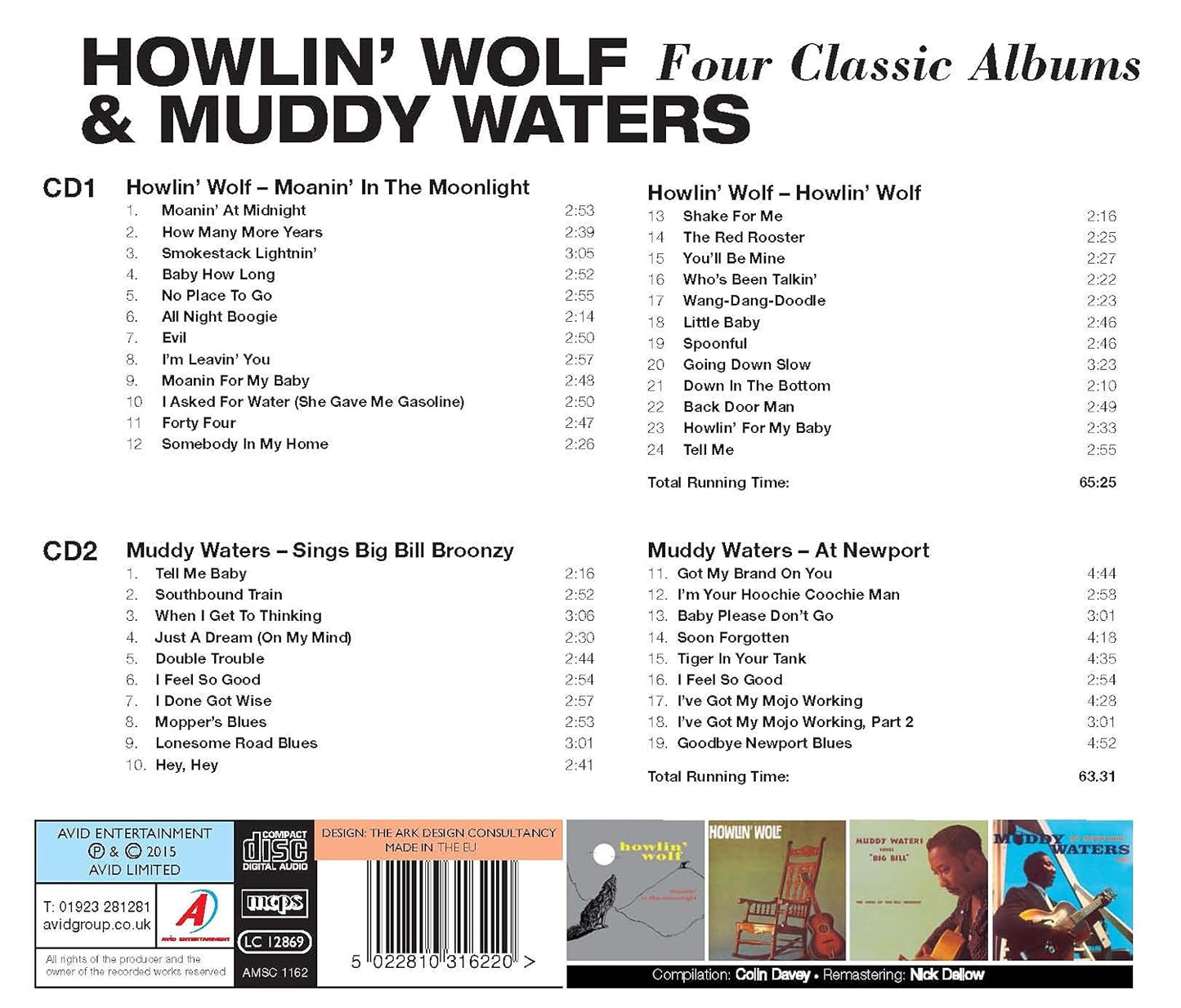 HOWLIN' WOLF: Moanin In The Moonlight/Howlin Wolf/Sing (2 CDS)