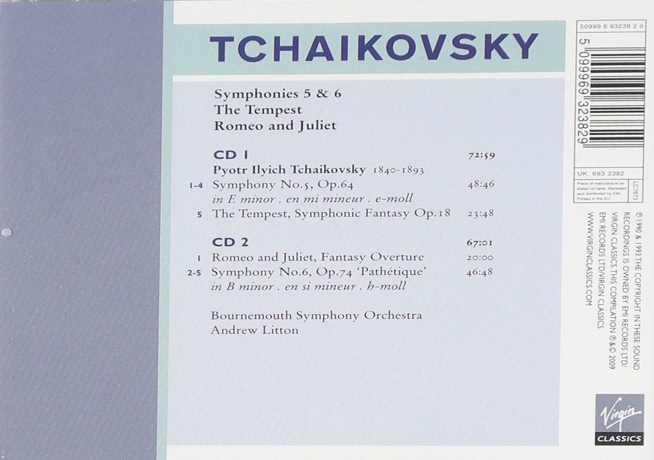 TCHAIKOVSKY: SYMPHONIES 5 & 6 - LITTON, BOURNEMOUTH SO (2 CDS)