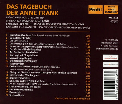 Frid: The Diary of Anne Frank - Schwarzhaupt, Emsland-Ensemble, Deckert