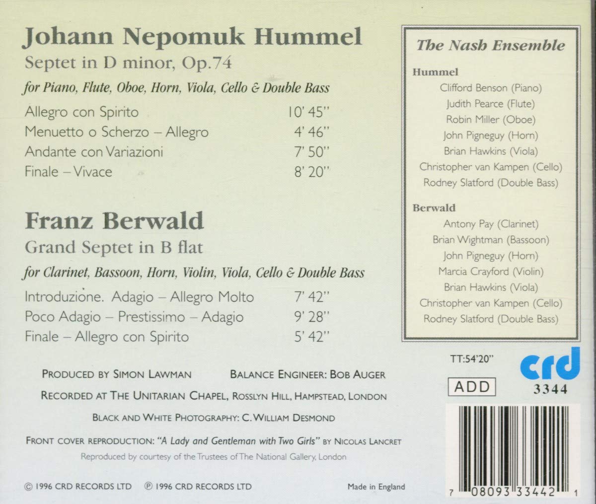 Hummel: Septet Op.74; Berwald: Grand Septet In B Flat  - Nash Ensemble