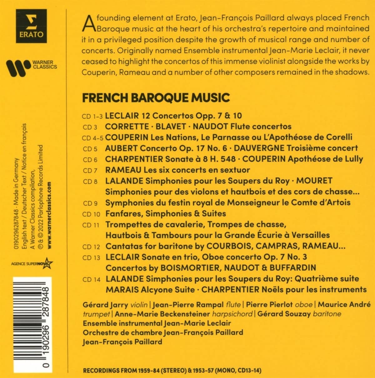 FRENCH BAROQUE MUSIC - Jean Francois Paillard (14 CDs)