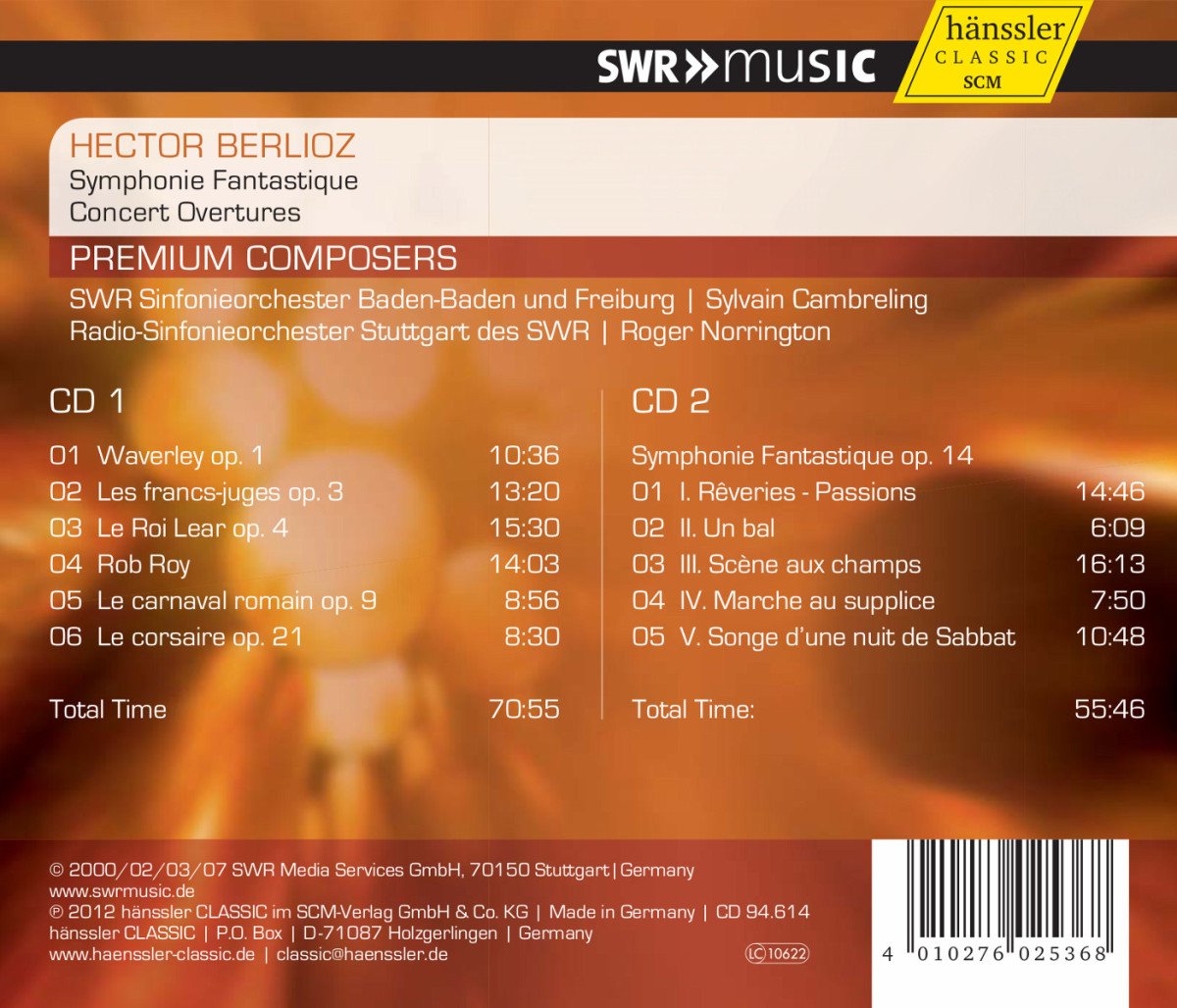 BERLIOZ: OVERTURES & SYMPHONIE FANTASTIQUE, OP. 14 (Premium Composers Vol. 14) (2 CDS)