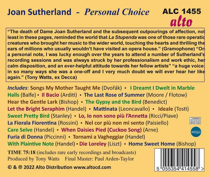 JOAN SUTHERLAND: PERSONAL CHOICES (CD + FREE MP3)