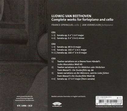 Beethoven: COMPLETE WORKS FOR CELLO AND PIANO - Vermeulen; Springuel (3 CDS)