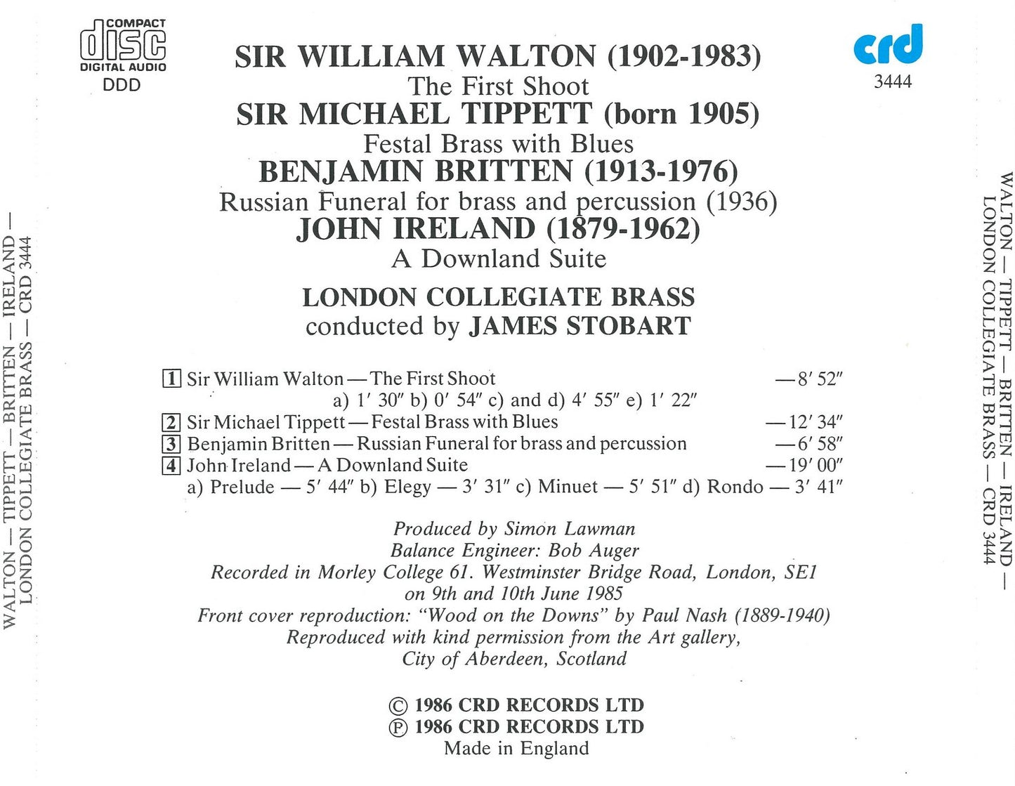 Walton / Tippett / Britten / Ireland: Works For Brass: LONDON COLLEGIATE BRASS