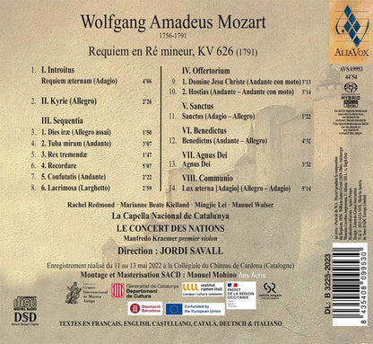 MOZART: Requiem - Savall, Les Concerts des Nations, La Capella Nacional de Catalunya (Hybrid SACD)