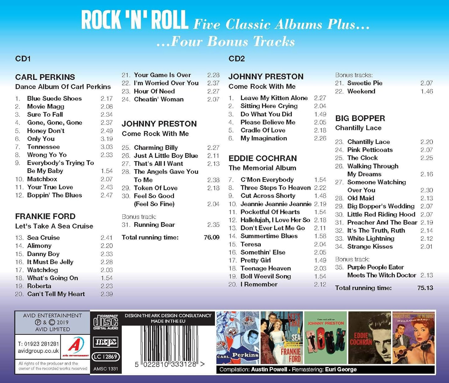 Rock N Roll - Five Classic Albums Plus (Dance Album Of Carl Perkins / Let’s Take A Sea Cruise / Come Rock With Me / The Memorial Album / Chantilly Lace) (2CD)