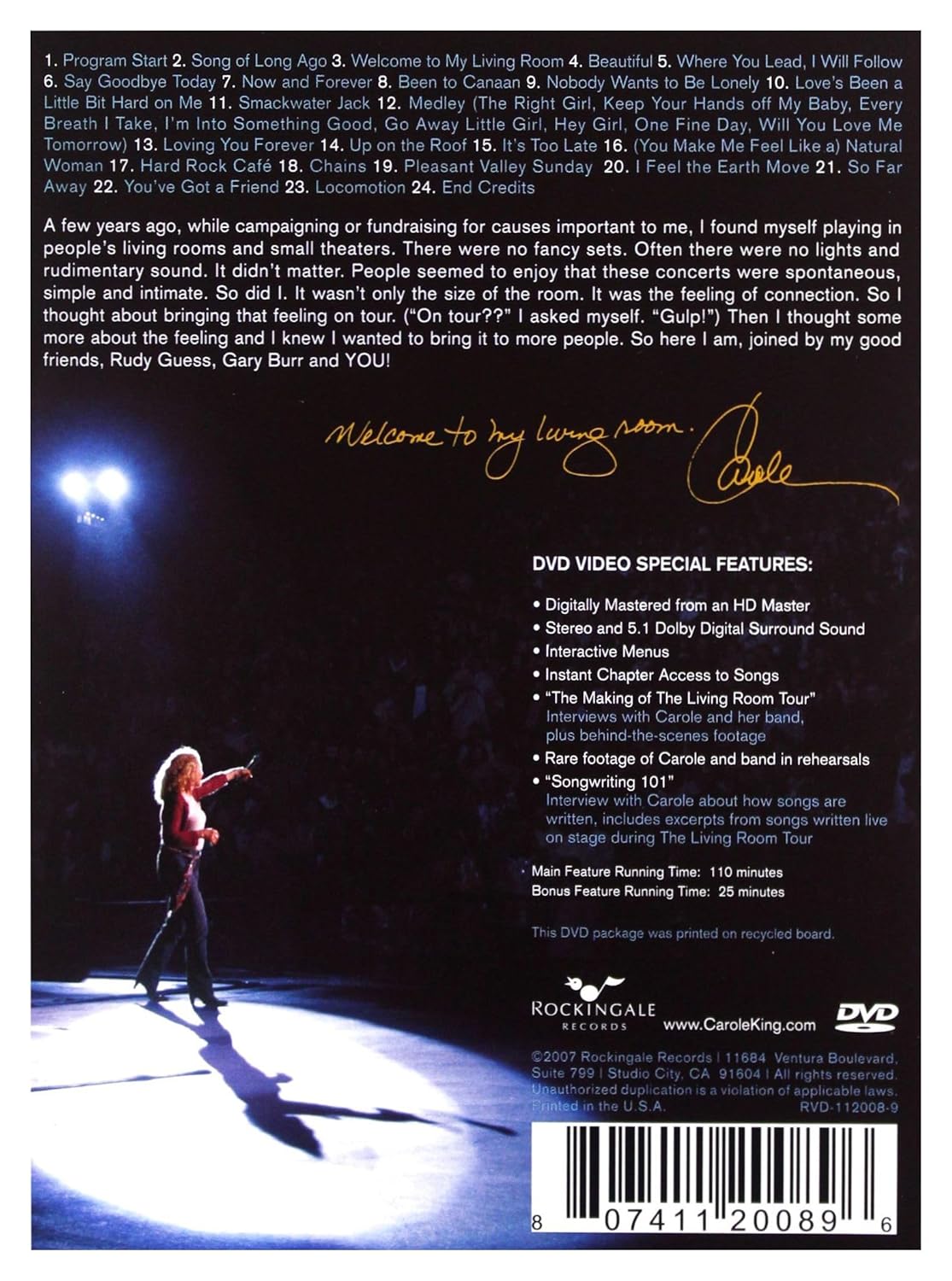 CAROLE KING: Welcome to My Living Room (DVD)