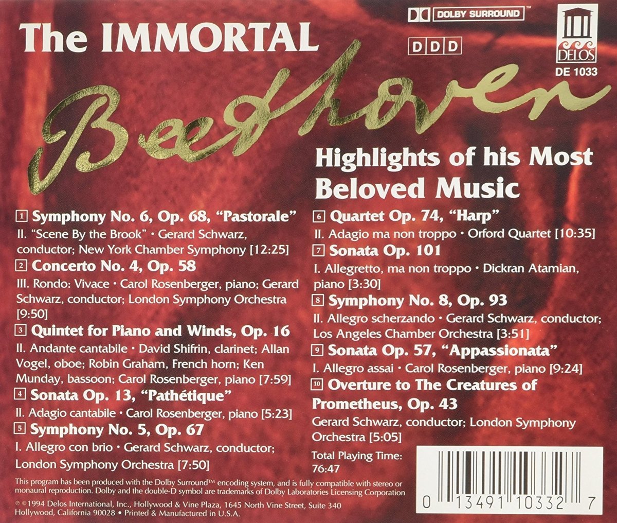 BEETHOVEN: The Immortal Beethoven - Highlights from His Beloved Music