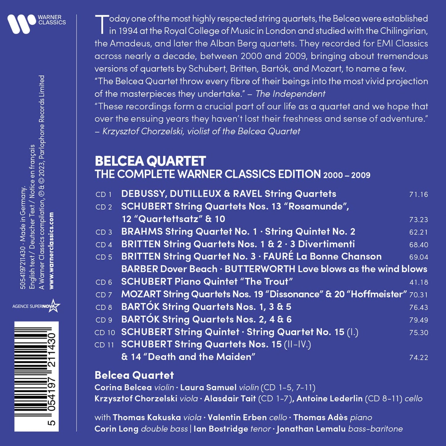 BELCEA QUARTET: THE COMPLETE WARNER CLASSICS EDITION 2000-2009 (11 CDS)