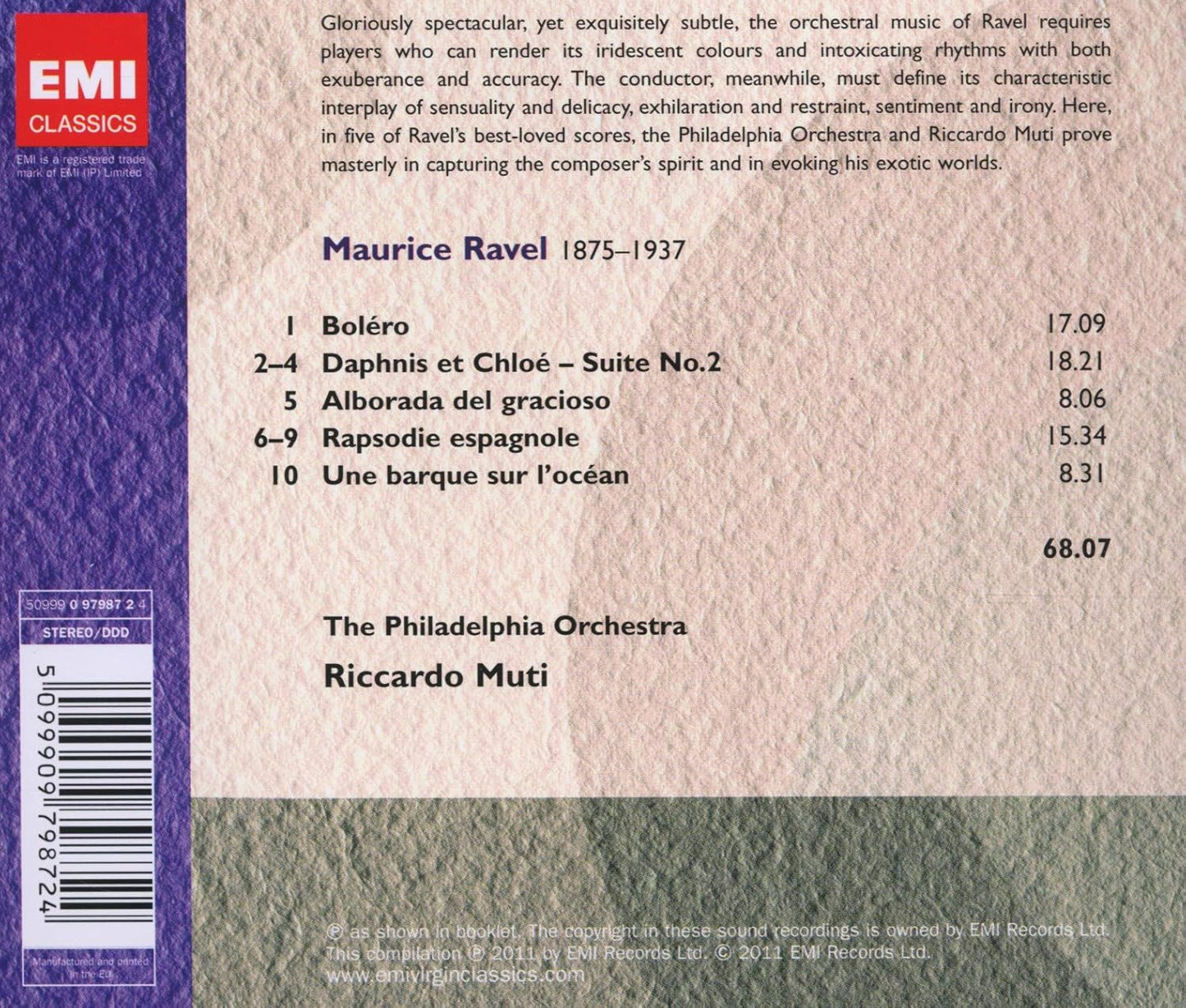Ravel: Bolero; Daphnis et Chloe, Une Barque sur l'Ocean, Rapsodie Espagnole - Riccardo Muti, Philadelphia Orchestra