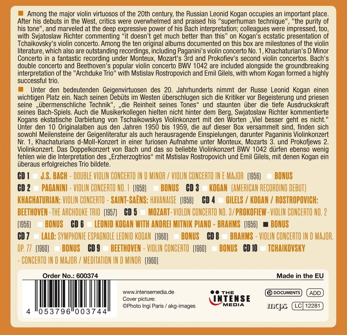 LEONID KOGAN: MILESTONES OF A LEGEND (10 CDS