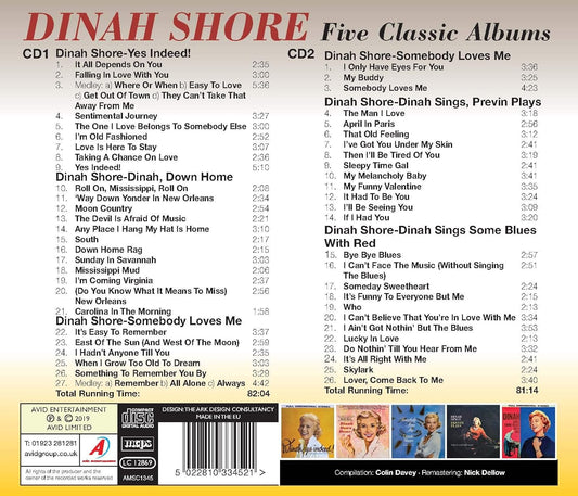 DINAH SHORE - Five Classic Albums (2 CDS)