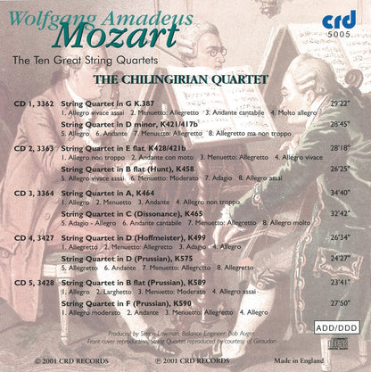 MOZART: THE GREAT STRING QUARTETS - CHILINGIRIAN QUARTET (5 CDS)