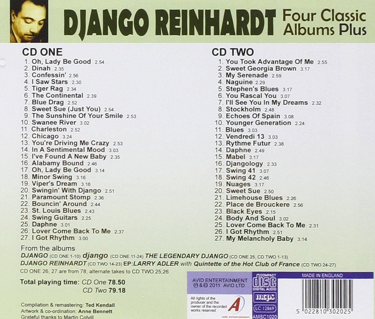 DJANGO REINHARDT - Four Classic Albums Plus (Django / Django /The Legendary Django / Django Reinhardt) (2 CDs0