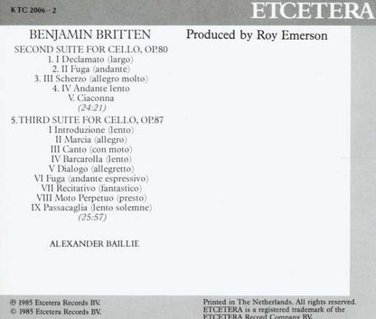 BRITTEN: Cello Suites 2 & 3 - Alexander Baillie