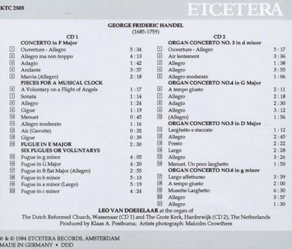 HANDEL: MUSIC FOR ORGAN - Leo van Doeselaar (2 CDs)