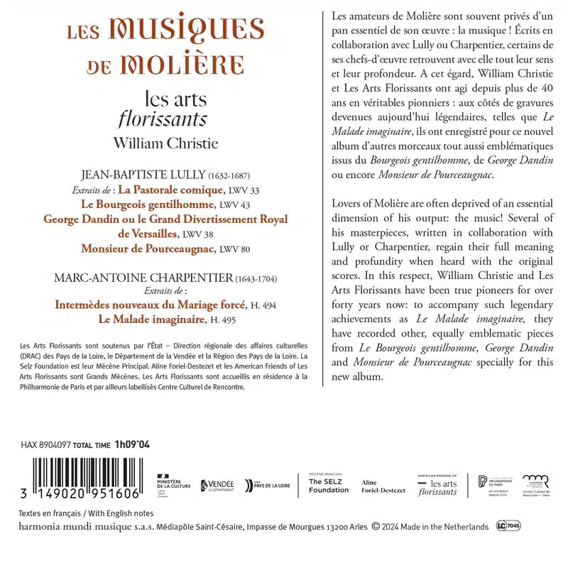 Les musiques de Molière - Les Arts Florissants, William Christie