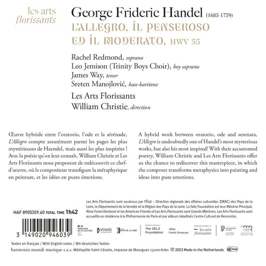 HANDEL: L'Allegro, il Penseroso ed il Moderato - Les Arts Florissants, William Christie (2 CDS)
