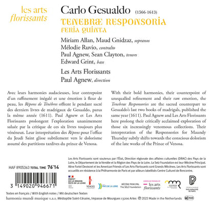 GESUALDO: Tenebrae Responsoria, Feria Quinta (Maundy Thursday) - Les Arts Florissants, Paul Agnew