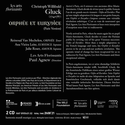 GLUCK: Orpheus and Eurydice (Paris version, 1774) - Reinoud Van Mechelen, Ana Vieira Leite, Julie Roset, Les Arts Florissants, Paul Agnew