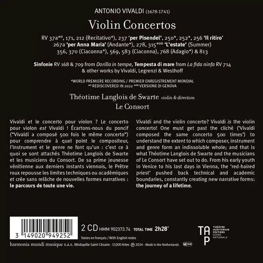 Vivaldi: Concerti Per Una Vita - Théotime Langlois de Swarte, Le Consort (2 CDs)