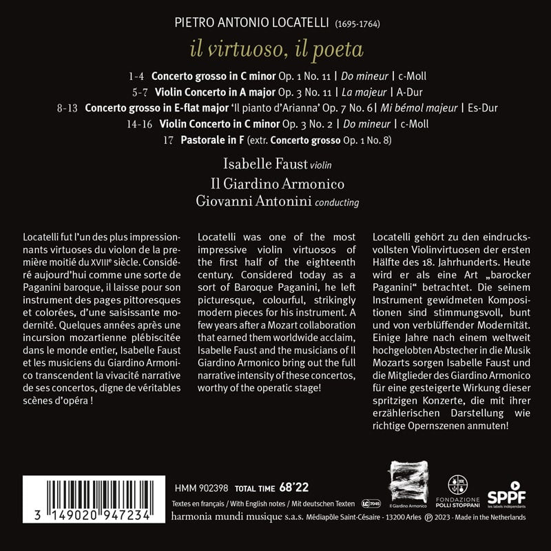 Locatelli: Il virtuoso, Il poeta (Violin Concertos & Concerti Grossi) - Isabelle Faust, Il Giardino Armonico, Giovanni Antonini