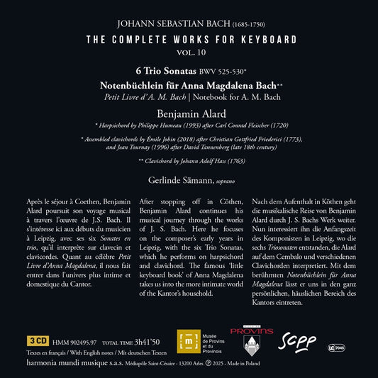 Bach: The Complete Works for Keyboard Vol. 10 (Trio Sonatas BWV 525-530 - Notebook for A.M. Bach) -Benjamin Alard, Gerlinde Sämann