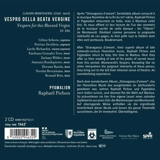 Monteverdi: Vespro Della Beata Vergine (Venice, 1610) - Ensemble Pygmalion, Raphaël Pichon (2 CDs)