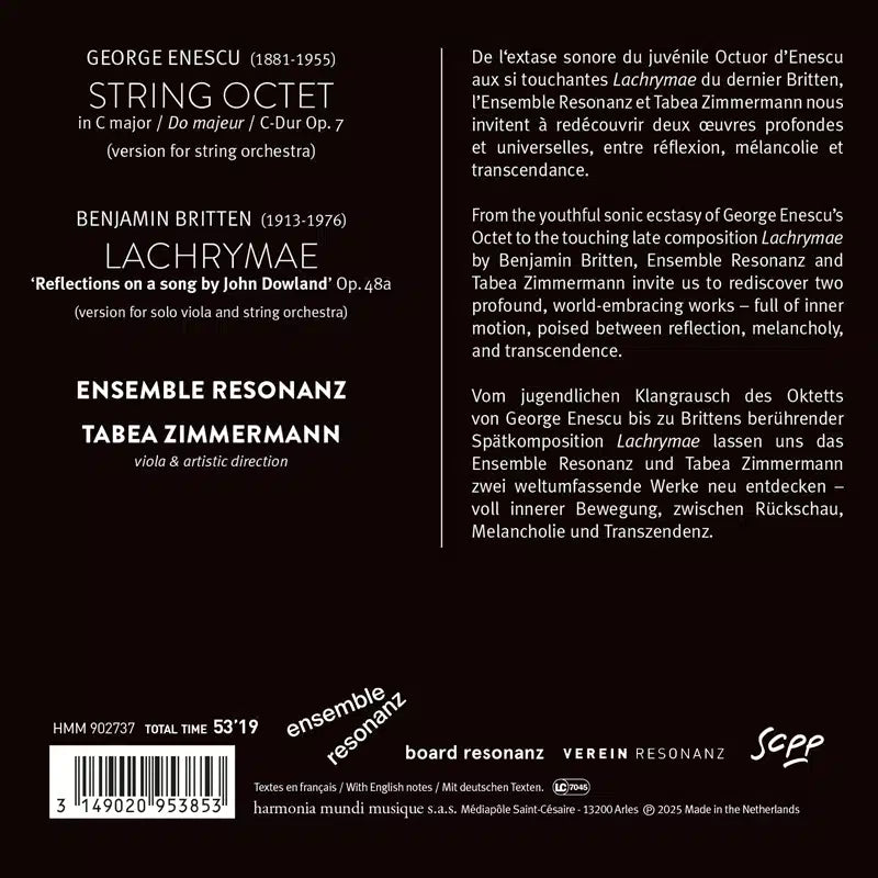 BRITTEN: Lachrymae; ENESCU: String Octet - Tabea Zimmermann, Ensemble Resonanz