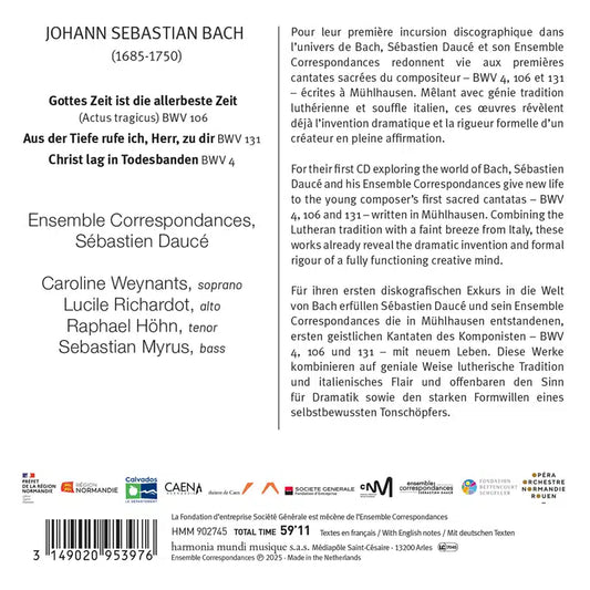 BACH: Cantatas "Christ lag in Todesbanden", BWV 4, 106 - 131 Ensemble Correspondances, Sébastien Daucé