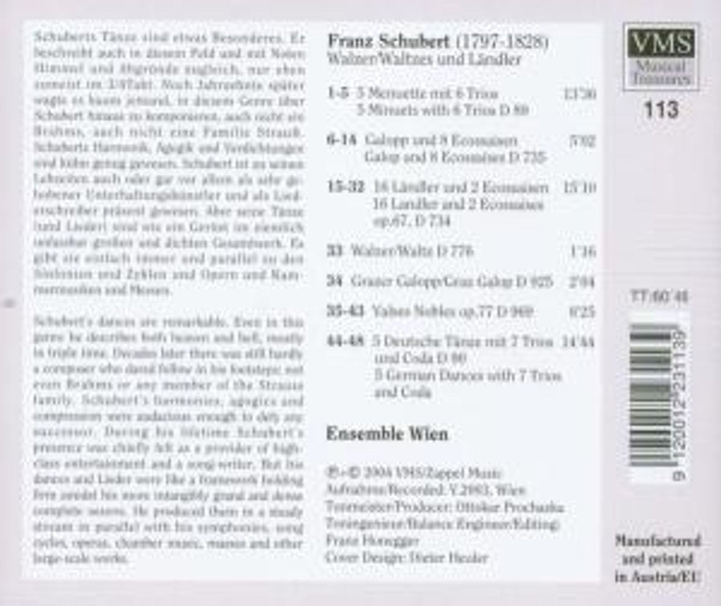 SCHUBERT: Waltzes & Ländler - Ensemble Wien