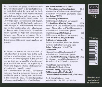 WOLTERS: Hubertusmesse; GUS & SCHUMANN: Hunting Songs for Male Chorus - Camerata Vocale Gummersbach/Waldhornquartett