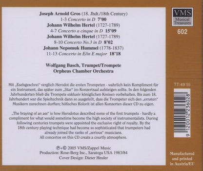 GROS/HERTEL/HUMMEL: Trumpet Concertos - Wolfgang Basch, Orpheus Chamber Orchestra