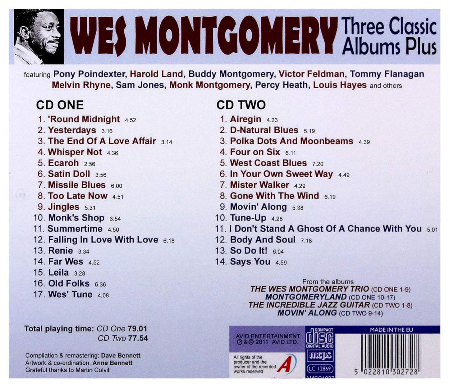 WES MONTGOMERY - Three Classic Albums Plus (The Wes Montgomery Trio / Montgomeryland / The Incredible Jazz Guitar) (2 CDS)