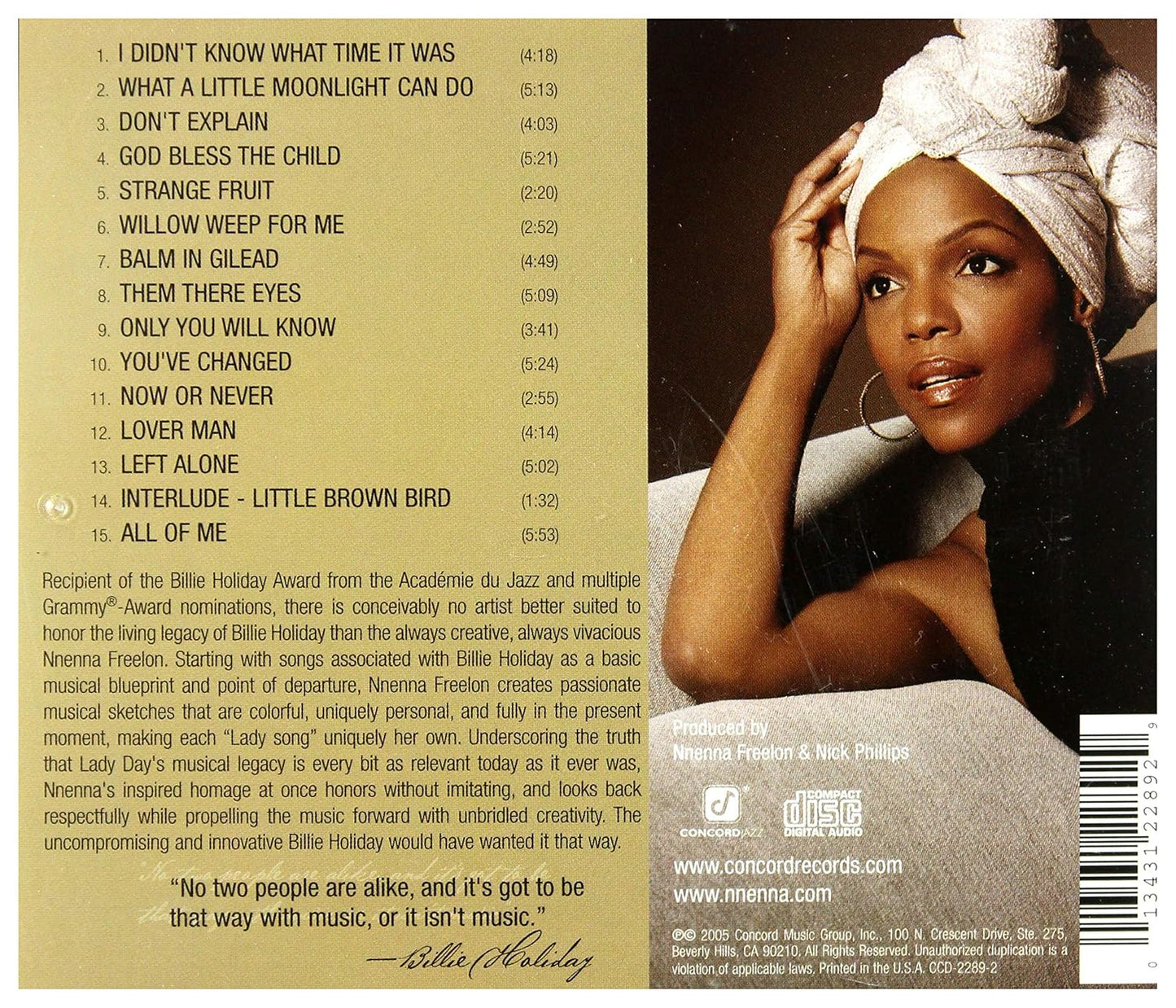 Nnenna Freelon: Blueprint of a Lady: Sketches of Billie Holiday