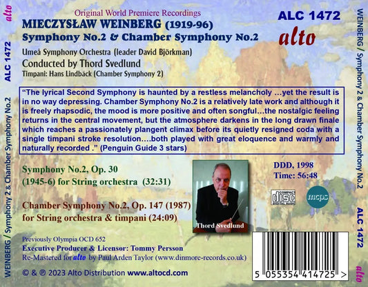 WEINBERG: Symphony No. 2 & Chamber Symphony No. 2 - Umeå Symphony Orchestra, Thord Svedlund (CD + FREE MP3)