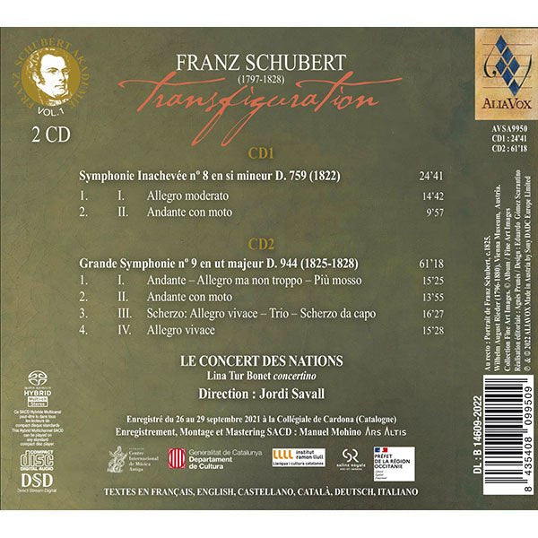 SCHUBERT: Transfiguration - Symphony Nos. 8 & 9 - Jordi Savall, Le Concert des Nations (2 Hybrid SACDs)