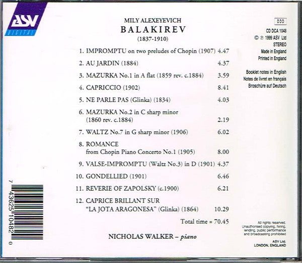 BALAKIREV: Piano Music, Vol. 2 - Nicholas Walker