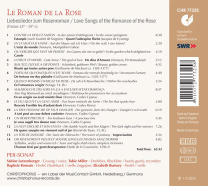LOVE SONGS TO THE ROMANCE OF THE ROSE: Per-Sonat, Sabine Lutzenberger