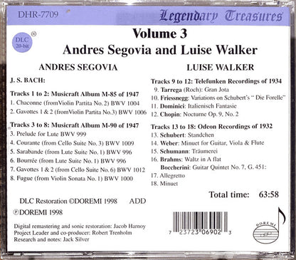 Andres Segovia and His Contemporaries, Vol. 3 - Andres Segovia and Luise Walker