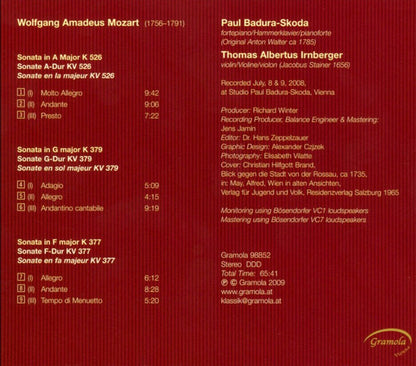 MOZART: Sonatas for Violin & Piano - Thomas Irnberger, Paul Badura-Skoda