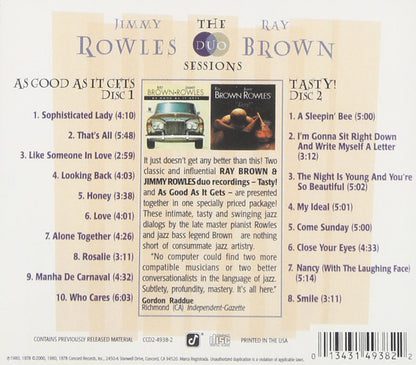 Ray Brown & Jimmy Rowles: The Duo Sessions (2 CDs)