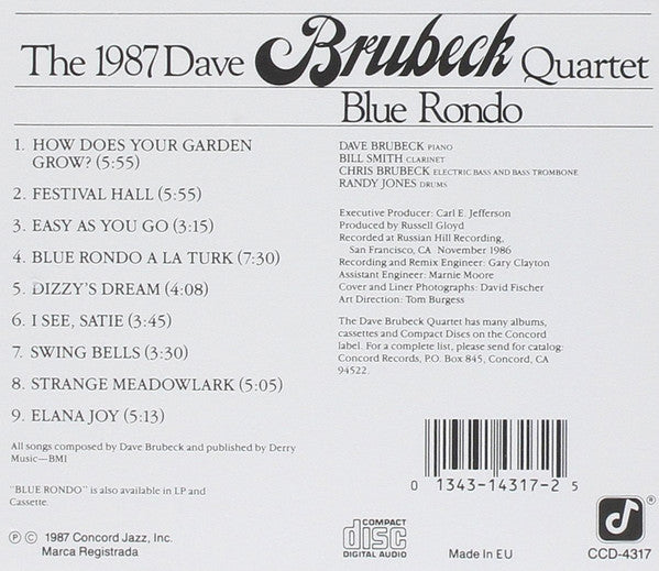 DAVE BRUBECK: BLUE RONDO - The 1987 Dave Brubeck Quartet