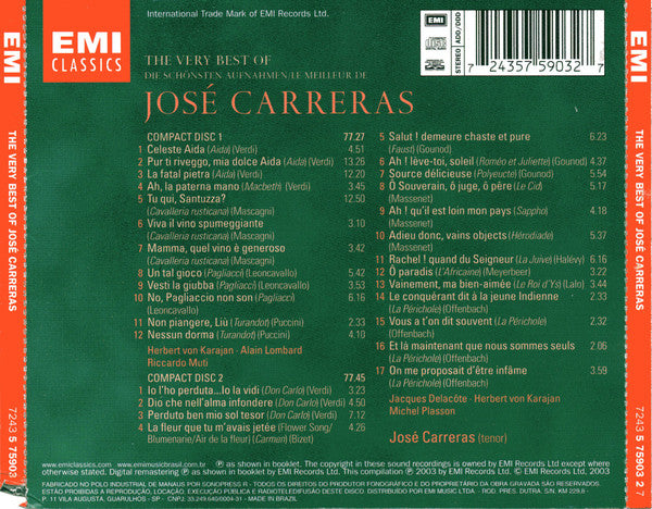 JOSE CARRERAS: The Very Best Of Jose Carreras (2 CDS)