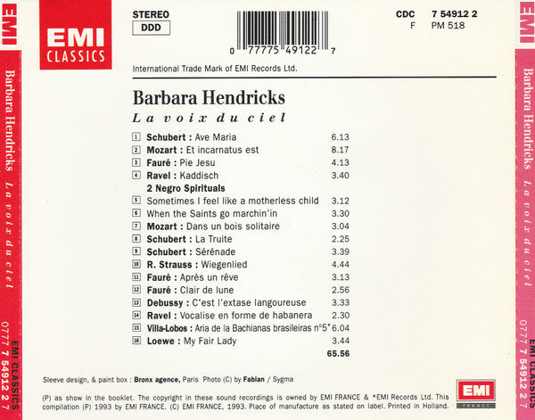 BARBARA HENDRICKS - The Voice Sings Schubert / Faure / Ravel / Strauss / Villa Lobos