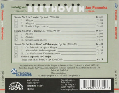 BEETHOVEN: Piano Sonatas 9, 10 & 26 - Jan Panenka