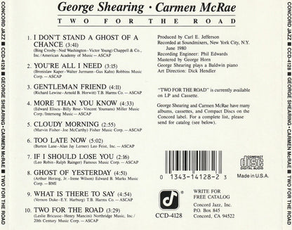 GEORGE SHEARING & CARMEN MCRAE: Two For The Road